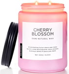 M&SENSE Cherry Blossom Scented Spring Candle, 110 Hours Long Lasting Soy Candles 550g, Stress Relief Aromatherapy Candles, Romantic Candle Gifts for Women, Glass Jar Candle Bedroom Decor