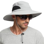 Solhatt Män Kvinnor Fällbar Safarihatt Trädgårdhatt UV-skydd Solskyddhatt Sommarhatt Bred Brätte Utomhus Fiskehatt Vandringshatt Ljusgrå Light Gray