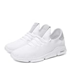 Men Tennis Shoes Lightweight Breathable Flats Sport Gym Jogging Walking Footwear Casual Mesh Sneakers White