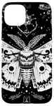 Coque pour iPhone 15 Plus Blanc abstrait ethnique Death Moth Dark Goth Girl fantaisie