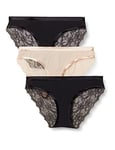 DORINA Women's CRYSTAL-3PP Briefs, Noir/Noir/Beige, S (Pack of 3)