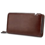 HUANGDANSEN wallet mens Wallets Leather Male Purse Men Double Zipper Long Wallet Clutch Man Handy Bags|Wallets