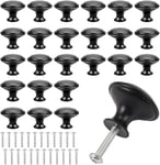 25 Pièces Bouton de Porte Noir Cuisine, 30 mm Bouton de Meuble Noir pour Cuisine, Bouton Porte Meuble, Unique Trou Rond Boutons de Tiroir pour Placard, Tables, Cuisine, Bureau, Chambre