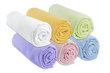 Lot de 6 Draps Housse 70x140 cm Lit Bébé Lit Enfant 70 x 140 cm| 100% Coton Jersey | Multicouleur | Extensible & Respirant | Sommeil sain | Marque Easy dort | Oeko-Tex | Qualité | Fabriqué en Europe