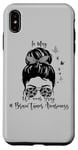 Coque pour iPhone XS Max In May We Wear Grey Brain Tumor Awareness Leopard Messy Bun