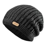 Black Crevice Bonnet tricoté Homme I Bonnet Hiver Homme (Taille Unique, Noir)