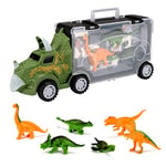 Oderra Dinosaure Camion - avec 3 Mini Voitures de Jouet d'animal de Dinosaure, Filles et Enfants，Jouet Garcon 3 Ans (Verte)