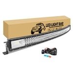 RIGIDON 132cm 675W incurvé barre led 4x4, longue portee projecteur led voiture, barre d'éclairage led lumineuse rampe pour offroad véhicules voiture camions suv 4x4, 6000K blanc feu antibrouillard