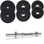 ScSPORTS® Set d'Haltère Cour avec Disques de Poid - 20 kg, 6 Disques de Poids 2x5/2x2,5/2x1,25 kg, 30/31 mm, Chromé, Fonte, Noir - Set de Poids pour