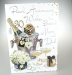 Pearl Anniversary Wishes to a Special Mum and Dad. Lovely 30th Anniversary Card.