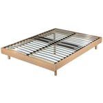 Sommier déco en Kit + pieds 160x200 - Decokit 36 lattes bois - Chêne moyen - h. 13 cm