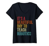 Womens Vintage Robotics Instructor Inspiring Young Innovators Retro V-Neck T-Shirt