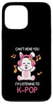 Coque pour iPhone 13 Pro Max Cadeau Kpop Bunny avec inscription « Can't Hear You I'm Listening To K-pop »