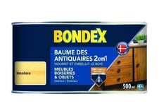 Baume des antiquaires 2en1 cire bois teinte Incolore 500ML BONDEX