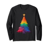 LGBT Pride Rainbow Gay Flag Christmas Xmas Tree Long Sleeve T-Shirt