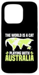 Coque pour iPhone 15 Pro Le monde est un chat qui joue avec l'Australie World Map Traveler