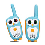 Retevis RT30 Walkie Talkies, Easy Owl Small Toys Walkie Talkies for Kids, LED Eyes, Long Range Walkie Talkies 3-5 Aged Girls Boys Ideal Toy, Camping Family Game (Blue,2 Pack)