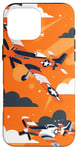 Coque pour iPhone 16 Pro Max Drapeau américain minimaliste orange tropical P-51 Mustang de la Seconde Guerre mondiale