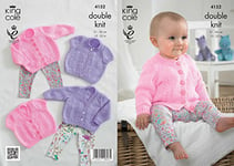 King Cole 4152 Knitting Pattern Baby Cardigans to Knit in Baby DK, 12" - 22"