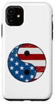 Coque pour iPhone 11 Drapeau américain Yin et Yang rouge, blanc et bleu avec étoiles