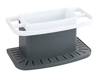 WENKO Cosmo Organiser Sink Drainer Caddy, Polypropylene, Grey/White, (B x H x T) 21 x 11 x 11 cm