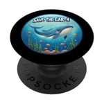 Cute Save our Planet, Jour de la Terre, Journée de la Terre Cool Whale PopSockets PopGrip Adhésif