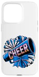 Coque pour iPhone 15 Pro Max Mégaphone Bleu et Pompons de l'Équipe de Cheerleading