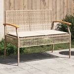 Vidaxl Banc De Jardin Avec Coussin Beige Résine Tressée Et Acacia