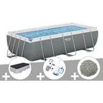 Kit piscine tubulaire Bestway Power Steel rectangulaire 4,04 x 2,01 x 1,00 m + Bâche de protection + Kit d'entretien + 10 kg de zéolite