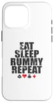 Coque pour iPhone 16 Pro Max Eat Sleep Rummy Repeat Jeu de cartes Romme