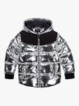 DKNY Kids' Hooded Waterproof Parka Jacket, Silver 6 years unisex 100% polyurethane coated polyester