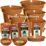 3"- 10" Whitefurze T/cotta Colour Plastic Plant Pots & Saucers (sold Separately)