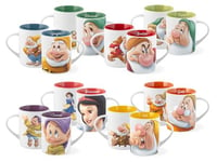 Home - Sept nains Lot de 12 tasses sept nains POP, 330 cc, personnages assortis, New Bone China, lavables au lave-vaisselle, micro-ondes