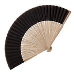 eBuyGB Handheld Wooden Bamboo Fan, Wedding Accessory and Favour, Black