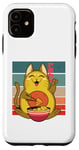 Coque pour iPhone 11 Chat à jaune, souriant, ludique, bol japonais