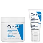 CeraVe Evening Moisturising Routine for Dry Skin, Face and Body Moisturiser with Hyaluronic Acid