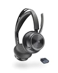 Micro-casque sans fil Poly Voyager Focus 2 UC avec microphone - Annulation active du bruit (ANC) - Connexion à un PC/Mac/Téléphone portable via Bluetooth - Fonctionne avec Teams (certifié), Zoom