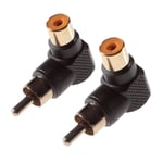 2x Connecteur RCA coudé (Prise CINCH 6 mm / prises RCA), contacts plaqués or