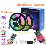 Flexibel 10m RGB LED-list / Ljusslinga / LED-Strip Bluetooth APP flerfärgad