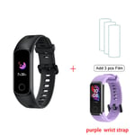 Honor-Bracelet Connect¿¿ Band 5i Pour Redmi","Capteur D'activit¿¿ Physique Avec Suivi Du Taux D'oxyg¿¿Ne Dans Le Sang Pendant Le Sommeil Et La Natation - Type Black Add Purple