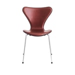 Fritz Hansen - 3107 Front Upholstered, Black Coloured Ash, Chestnut Grace Leather, Chrome Base - Matstolar - Arne Jacobsen - Brun - Läder/Metall/Trä