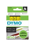 DYMO D1 tejp, 19 mm x 7 m kassett, svart på gul