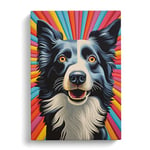 Border Collie Op Art Canvas Print for Living Room Bedroom Home Office Décor, Wall Art Picture Ready to Hang, 30x20 Inch (76x50 cm)