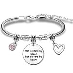 QMVMV Not Sisters By Blood But Sisters By Heart Bracelets For Women Girls Sister In Law Best Friend Birthday Christmas Wedding Jewelry Gifts