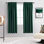 DONREN 63 Inch Length Dark Emerald Green Blackout Window Curtains for Bedroom - Hunter Green Room Darkening Thermal Insulating Curtain Panels for Living Room with Rod Pocket,2 Panels