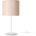 Paco Home - Lampe De Table Applique Lampe Salon Chambre à Coucher Abat-Jour Tissu Uni Lampe de table - Blanc, Beige (Ø18 cm)