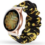 Miimall Compatible with Samsung Galaxy Watch Active/Active 2 44mm 40mm Strap Scrunchie, 20mm Elastic Wristband Pattern Printed Comfortable Fabric Bracelet Band for Women Girls - Sunflower Yellow