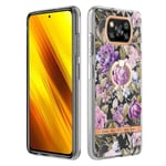 Yhteensopiva Xiaomi Poco X3 Pro -kotelon kanssa Gardenia Peony Rose Flower jalustan rengaspidikkeen kanssa jalustan pehmeä kansi