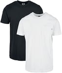 Urban Classics Men's Organic Cotton Basic Pocket Tee 2-Pack T-Shirt, White+Black, 3XL (Pack of 2)