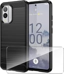 Verre Trempé Pour Nokia X30 5g Coque Noir Fibre De Carbone + 1 X Film Protecteur - Souple Étui Carbon Fiber Housse Case Cover Pour Nokia X30 5g 6.43